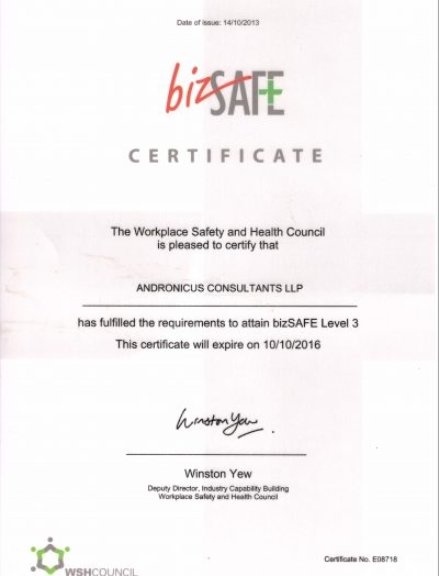 bizsafe level 3 certificate
